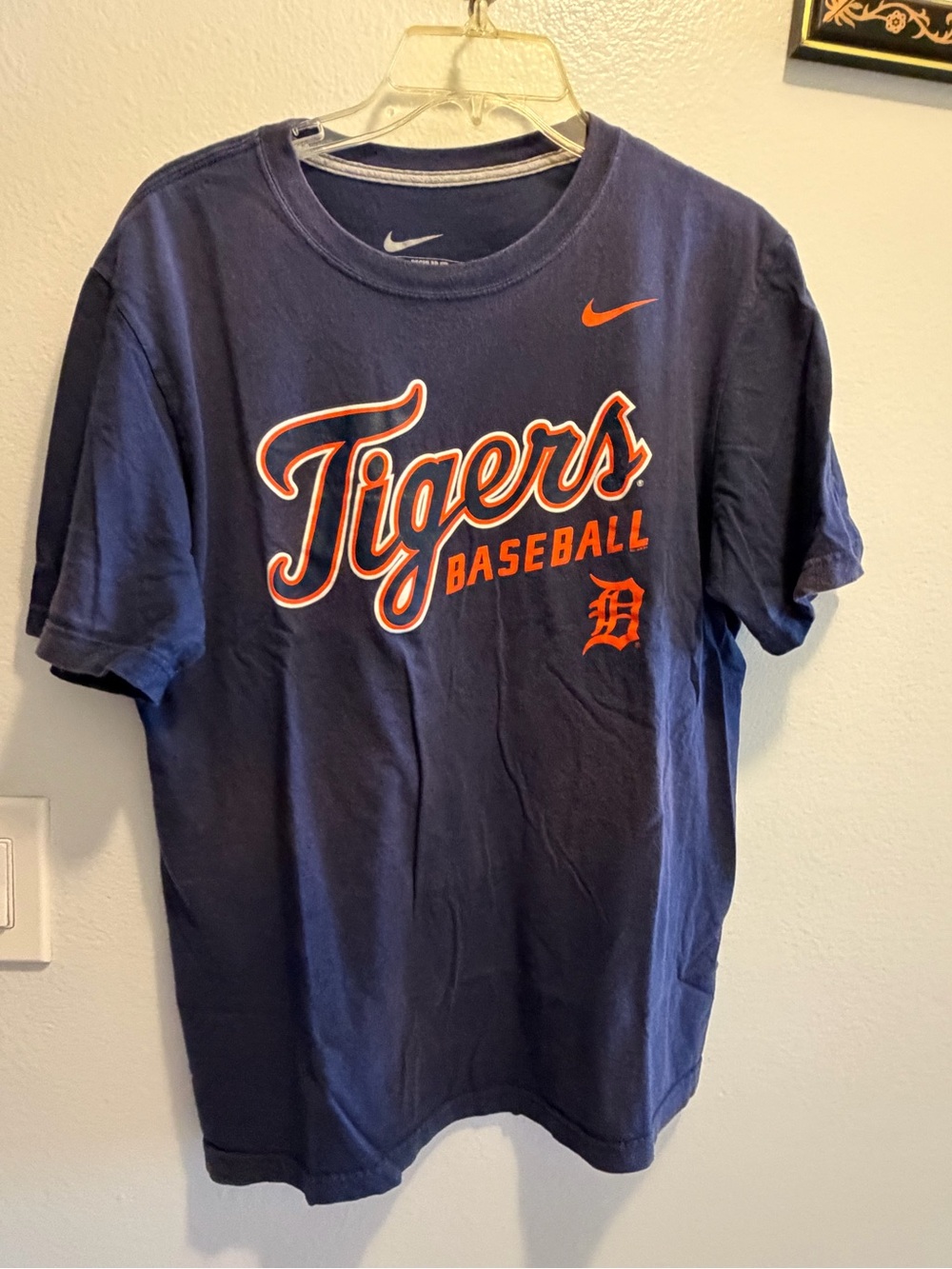 Nike Navy Tee with Orange Tigers Baseball Script